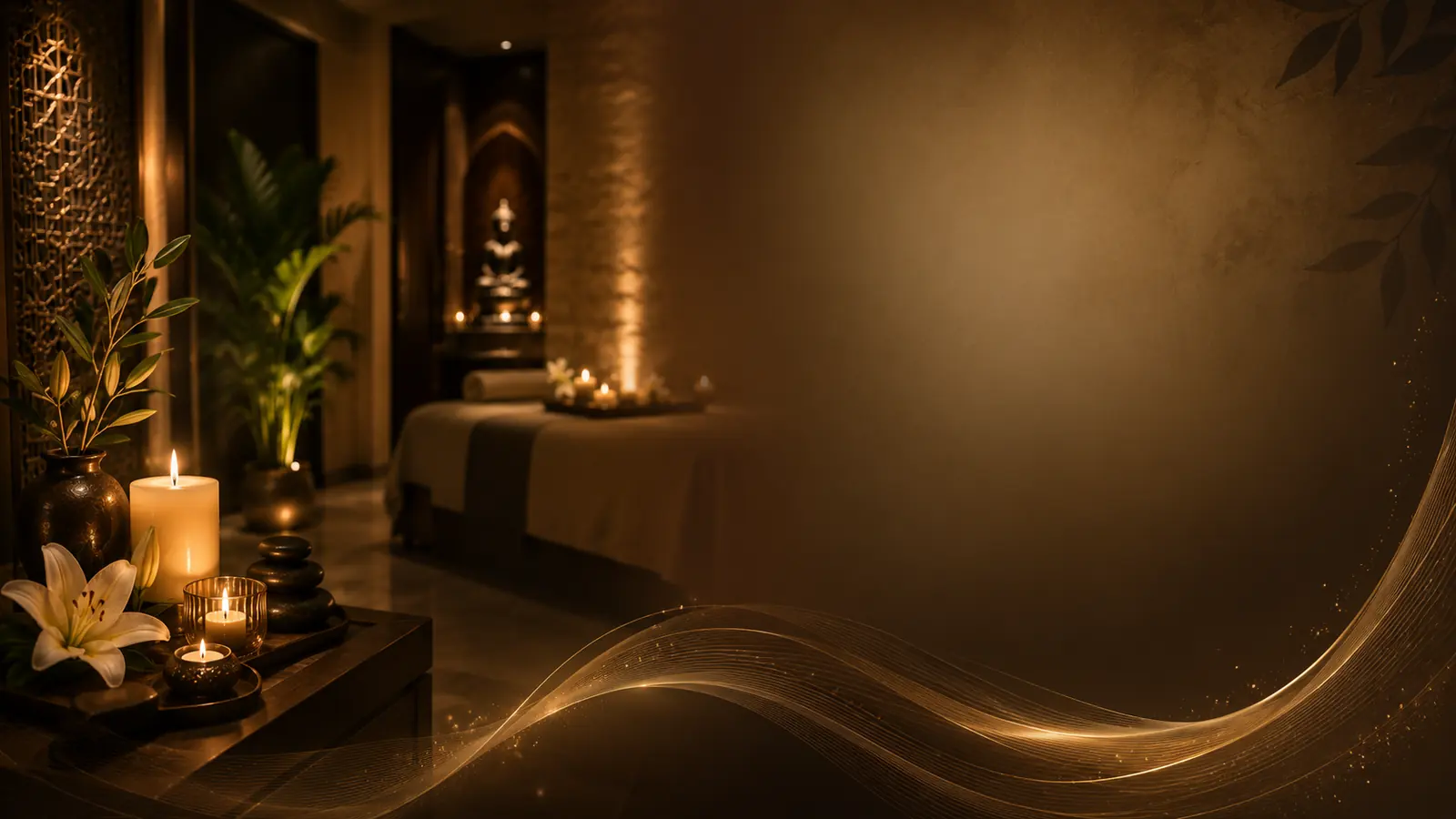 Candlelit spa treatment tray with warm oils at Thai Elysium Spa