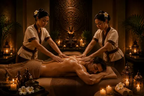 Signature massage treatment with two therapists at Thai Elysium Spa