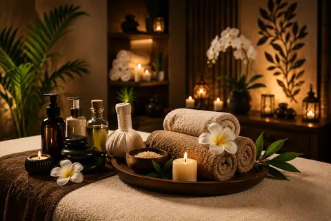Candlelit archway lounge at Thai Elysium Spa Meydan