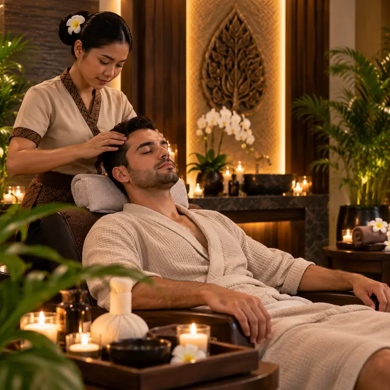 Neck and head work at the end of a Thai massage